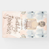 Luxury Princess Happy Birthday Beige Glitzer Banner (Horizontal)