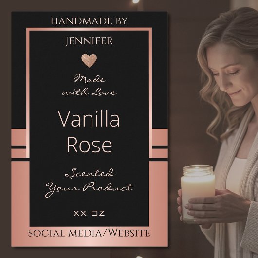 Luxury Product Packaging Label Black and Rose Gold Lebensmitteletikett