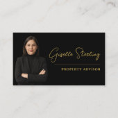 Luxury Property Advisor Black Gold Metallic Visitenkarte (Vorderseite)