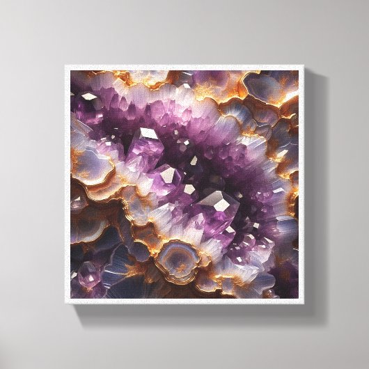 Luxury Purple Amethyst Geode - Gold Edged Crystal  Leinwanddruck (Vorderseite)