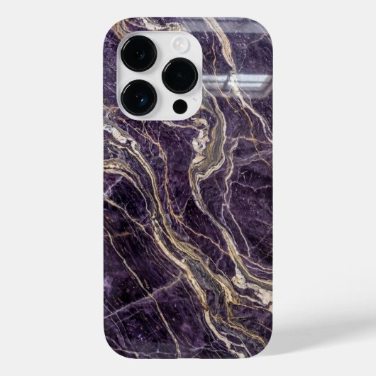 Luxury Purple and Gold Marble iPhone Case (Rückseite)