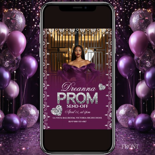Luxury Purple Elegant Prom Send-Off Invitation Einladung