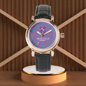 Luxury Purple Gold Personalized Custom Monogram Armbanduhr