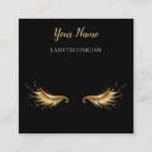 Luxury QR code Black and Gold Lash Technician Busi Quadratische Visitenkarte (Vorderseite)