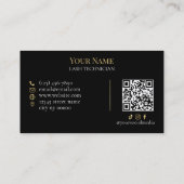 Luxury QR code Black and Gold Lash Technician Busi Visitenkarte (Rückseite)