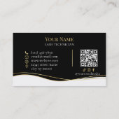 Luxury QR code Black and Gold Lash Technician Visitenkarte (Rückseite)