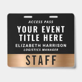 Luxury QR Code Black Gold Event Access Pass ID Ausweis (Vorderseite)