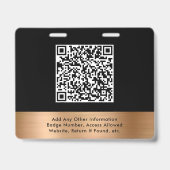 Luxury QR Code Black Gold Event Access Pass ID Ausweis (Rückseite)