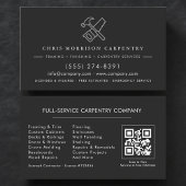 Luxury QR Code Carpenter Carpentry Black Silver Visitenkarte