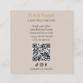 Luxury QR code Lash Technician Quadratische Visitenkarte (Rückseite)