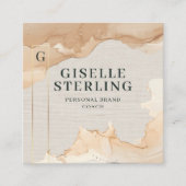 Luxury QR Code Linen Watercolor Gold Foil  Quadratische Visitenkarte (Vorderseite)