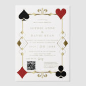 Luxury QR Code Roaring 20er Art Deco Hochzeit Pergament Einladungen (Vorderseite)