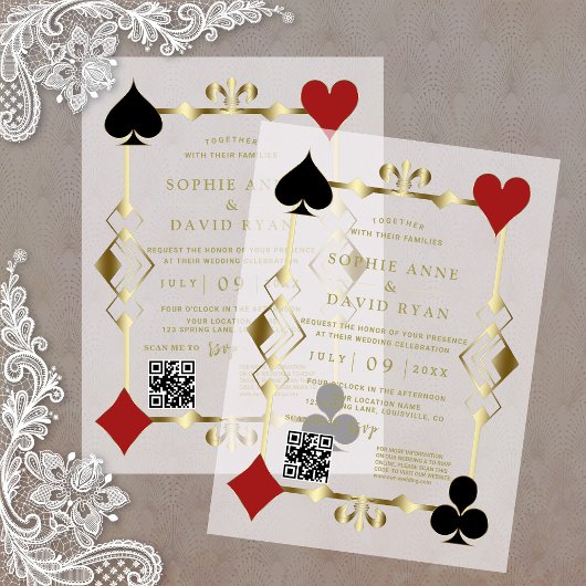 Luxury QR Code Roaring 20er Art Deco Hochzeit Pergament Einladungen