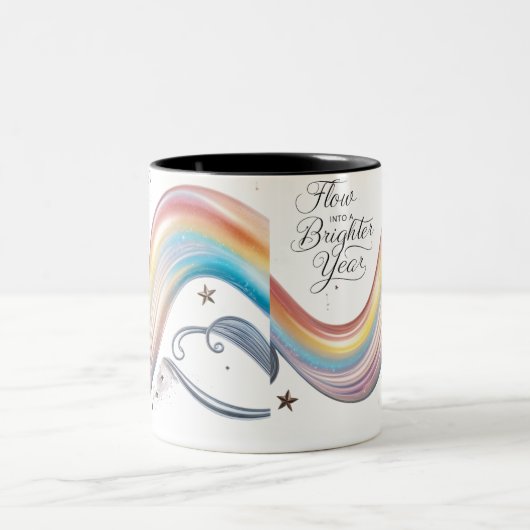 Luxury Rainbow Flow Brighter Year Two-Tone Mug Zweifarbige Tasse (Mittel)
