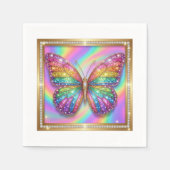 Luxury Rainbow Glitter Butterfly Party Paper Serviette (Vorderseite)