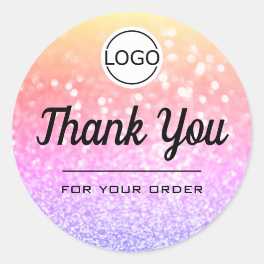 Luxury Rainbow Glitzer Elegant Simple Vielen Dank Runder Aufkleber (Vorderseite)