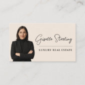 Luxury Real Anwesen Neutral Beige QR Code Visitenkarte (Vorderseite)