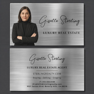 Luxury Real Anwesen Silver Imitats Metallic Script Visitenkarte