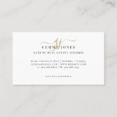 Luxury Real Estate Advisor Gold Script Monogram Visitenkarte (Rückseite)