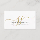 Luxury Real Estate Advisor Gold Script Monogram Visitenkarte (Vorderseite)