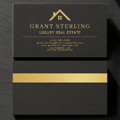 Luxury Real Estate Agent Black Gold Stone Visitenkarte