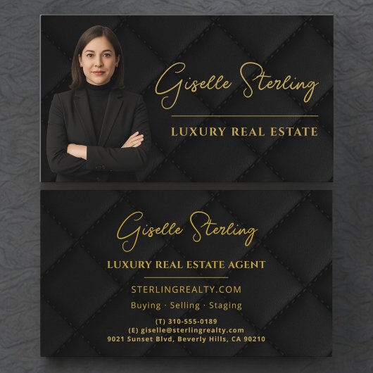 Luxury Real Estate Agent Broker Black Gold Visitenkarte