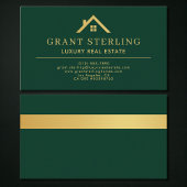 Luxury Real Estate Agent Green Gold Metallic Visitenkarte