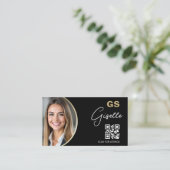 Luxury Real Estate Agent QR Code Black Gold Photo Visitenkarte (Stehend Vorderseite)