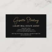 Luxury Real Estate Agent QR Code Black Gold Photo Visitenkarte (Rückseite)