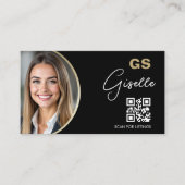 Luxury Real Estate Agent QR Code Black Gold Photo Visitenkarte (Vorderseite)