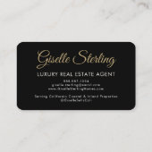 Luxury Real Estate Agent QR Code Black Gold Photo  Visitenkarte (Rückseite)