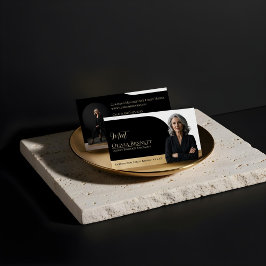 Luxury Real Estate Arch Frame Photo Black Gold Visitenkarte