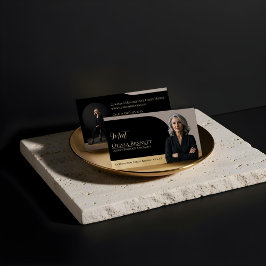 Luxury Real Estate Arch Frame Photo Black Gold Visitenkarte