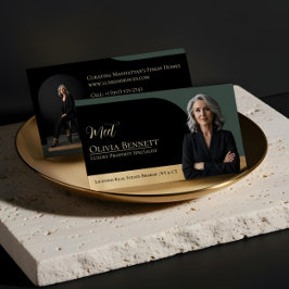 Luxury Real Estate Arch Frame Photo Black Gold Visitenkarte