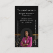 Luxury Real Estate Black Gold Marble Arch Photo Visitenkarte (Rückseite)