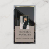 Luxury Real Estate Black Gold Photo Monogram Visitenkarte (Vorderseite)