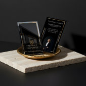 Luxury Real Estate Black Gold Photo Monogram Visitenkarte