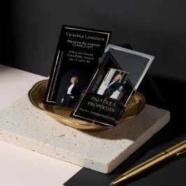 Luxury Real Estate Black Gold Photo Monogram Visitenkarte