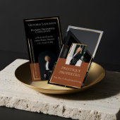 Luxury Real Estate Black Gold Photo Monogram Visitenkarte