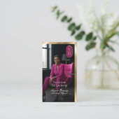 Luxury Real Estate Black Gold Pink Photo Monogram Visitenkarte (Stehend Vorderseite)