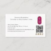 Luxury Real Estate Black Gold Pink Photo Monogram Visitenkarte (Rückseite)