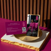 Luxury Real Estate Black Gold Pink Photo Monogram Visitenkarte