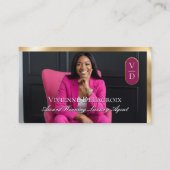 Luxury Real Estate Black Gold Pink Photo Monogram Visitenkarte (Vorderseite)