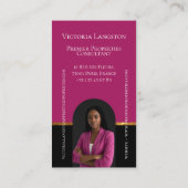 Luxury Real Estate Elegant Black Gold & Pink Photo Visitenkarte (Rückseite)