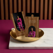 Luxury Real Estate Elegant Woodgrain & Gold Photo Visitenkarte
