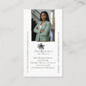 Luxury Real Estate Firm Palm Tree Monogram Photo Visitenkarte (Rückseite)