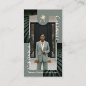 Luxury Real Estate Firm Palm Tree Monogram Photo Visitenkarte (Vorderseite)