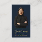 Luxury Real Estate Navy Blue Gold Professional Visitenkarte (Vorderseite)