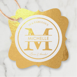 Luxury Real Foil Birthday Monogram Vielen Dank Geschenkanhänger