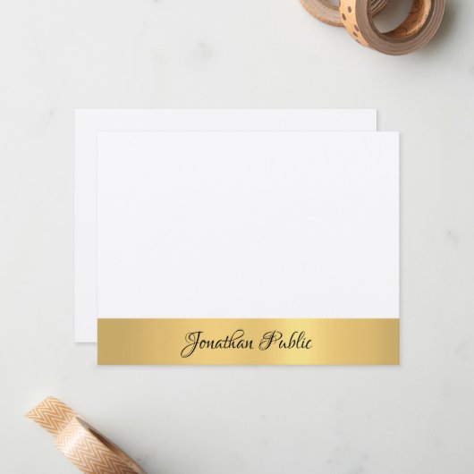 Luxury Real Kraft Papier Elegante Handschrift Gold Mitteilungskarte (Vorderseite/Rückseite Beispiel)